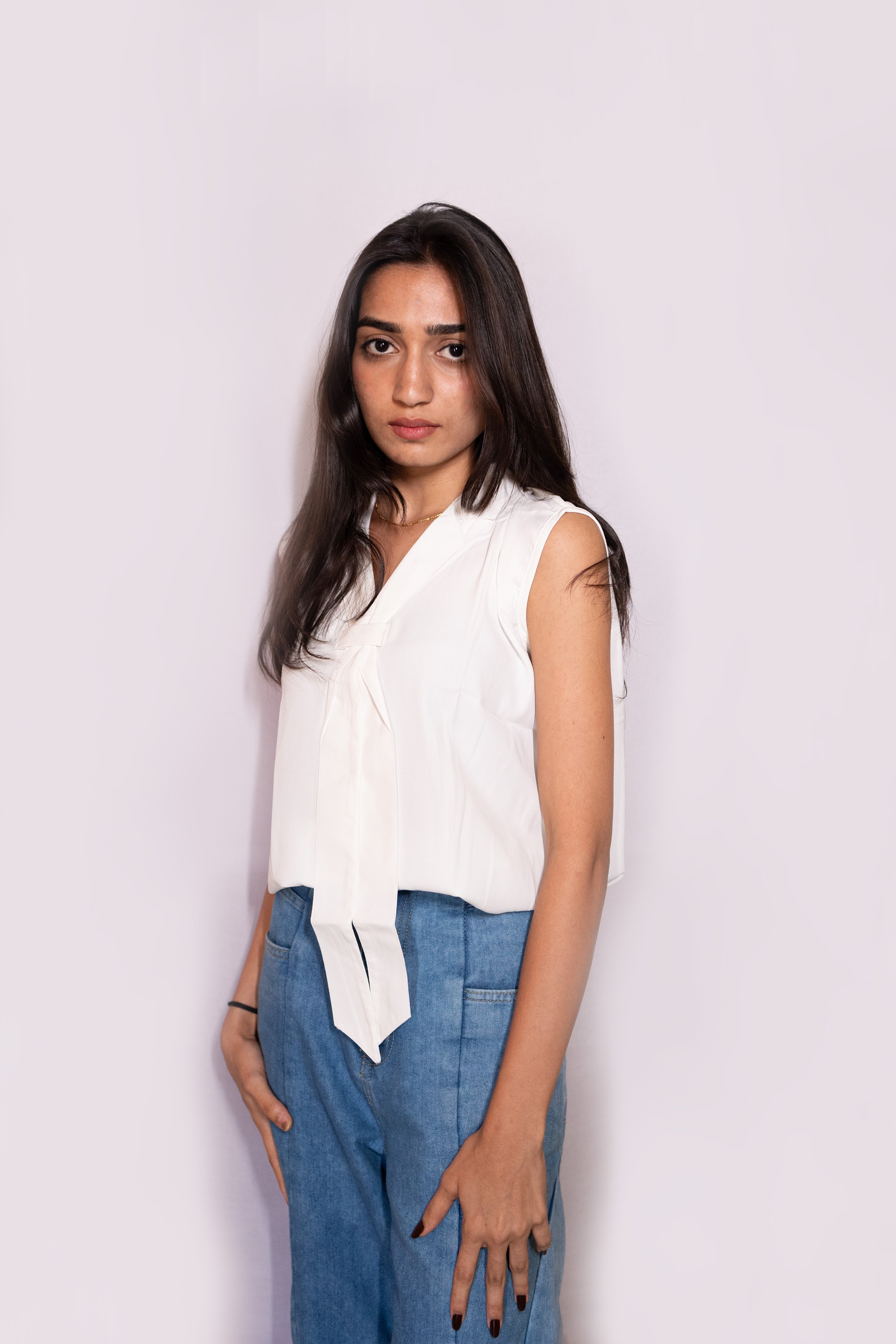 Top with Neck Tie - AZZLIAS WARDROBE